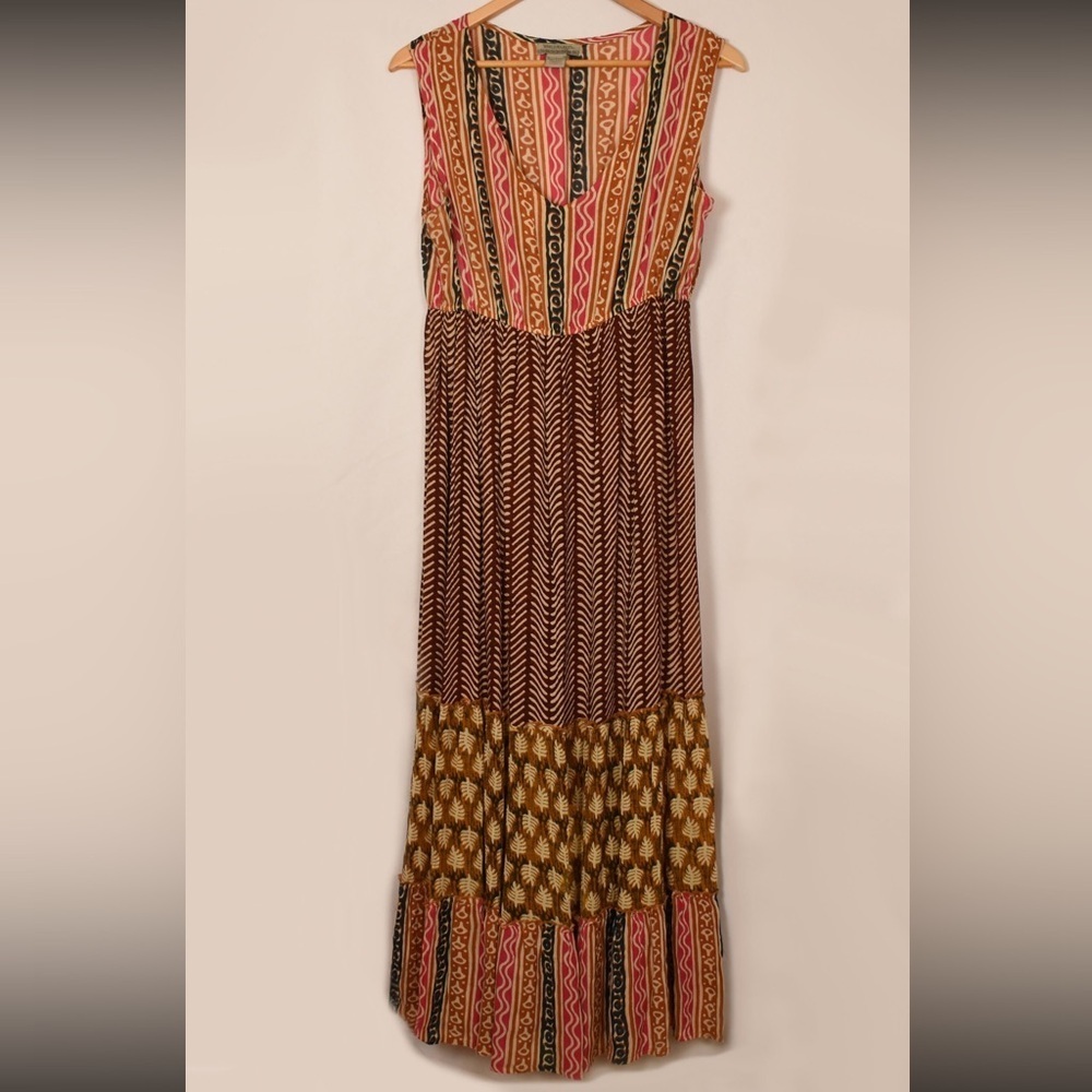 Cost Plus World Market Boho Patchwork Maxi Dress – Size S/M